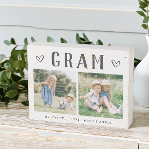 Rustic Personalized Gram Grandma Photo Wooden Box Sign