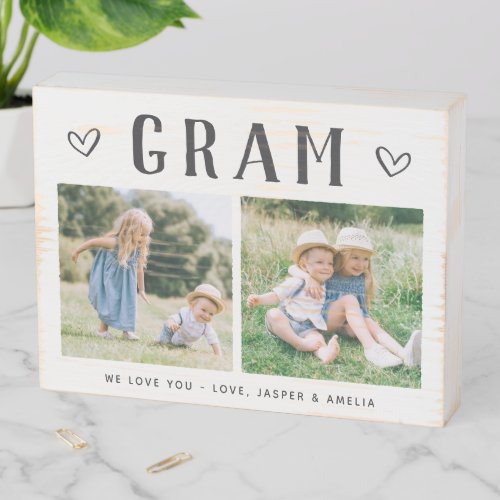 Rustic Personalized Gram Grandma Photo Wooden Box Sign