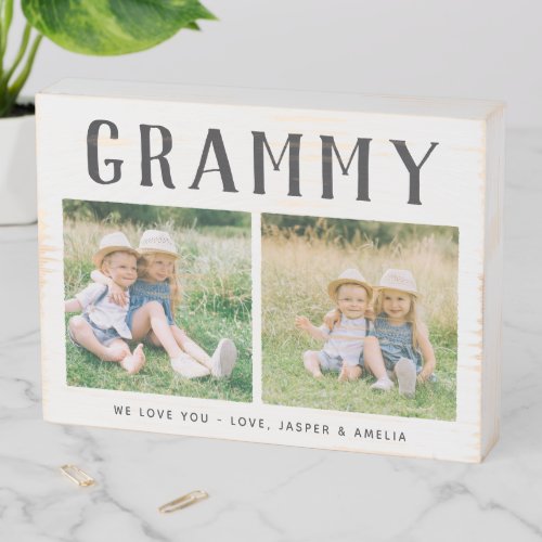 Rustic Personalized Grammy Grandma 2 Photo Wooden Box Sign