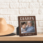 Rustic Personalized Grampa Grandpa Photo Plaque<br><div class="desc">Custom grandpa plaque for Father's Day,  birthdays,  or Grandparents Day features a favorite photo of his grandchild or grandkids with "Grampa" above in rustic lettering. Personalize with the year he became a grandfather beneath,  or add a custom message or name.</div>