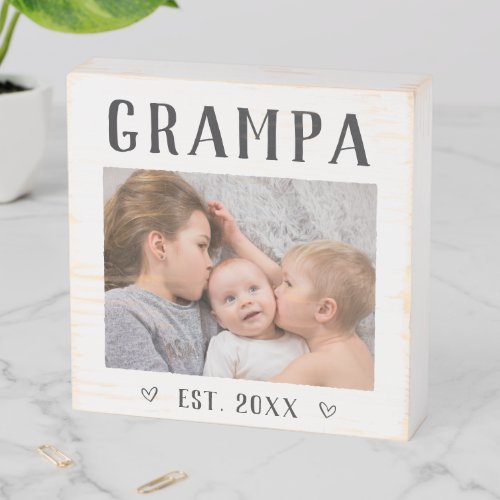 Rustic Personalized Grampa Photo Wooden Box Sign