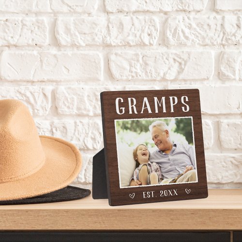 Rustic Personalized Gramps Grandpa Photo Plaque