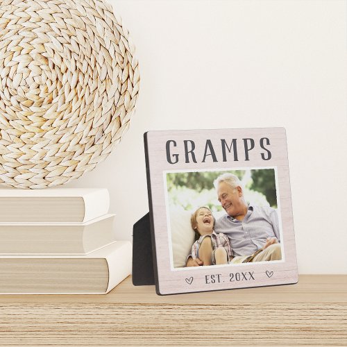 Rustic Personalized Gramps Grandpa Photo Plaque