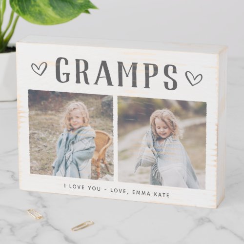 Rustic Personalized Gramps Photo Wooden Box Sign