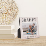 Rustic Personalized Grampy Grandpa Photo Plaque<br><div class="desc">Custom grandpa plaque for Father's Day,  birthdays,  or Grandparents Day features a favorite photo of his grandchild or grandkids with "Grampy" above in rustic lettering. Personalize with the year he became a grandfather beneath,  or add a custom message or name.</div>