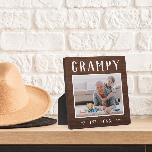 Rustic Personalized Grampy Grandpa Photo Plaque (Creator Uploaded)