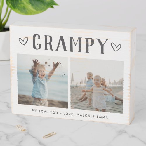 Rustic Personalized Grampy Photo Wooden Box Sign