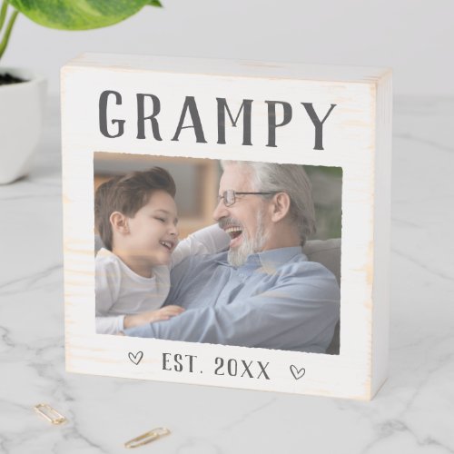 Rustic Personalized Grampy Photo Wooden Box Sign