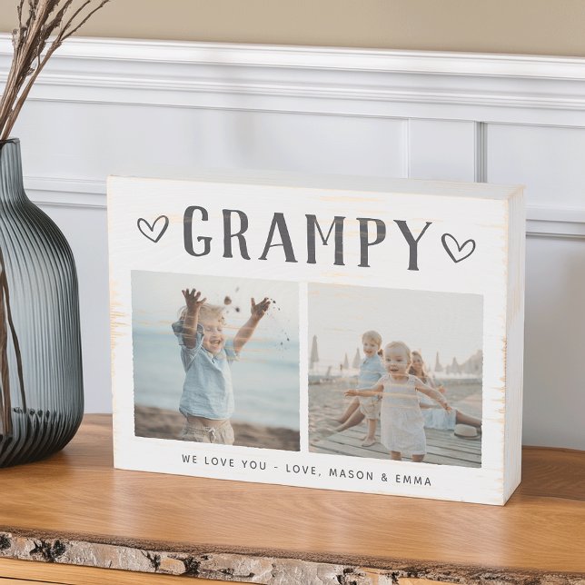 Rustic Personalized Grampy Photo Wooden Box Sign (Creator Uploaded)
