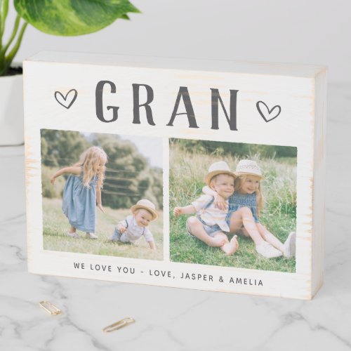 Rustic Personalized Gran Grandma Photo Wooden Box Sign