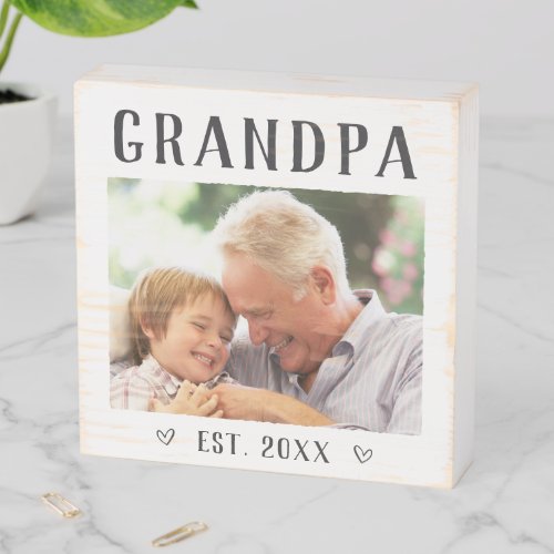 Rustic Personalized Grandpa Photo Wooden Box Sign