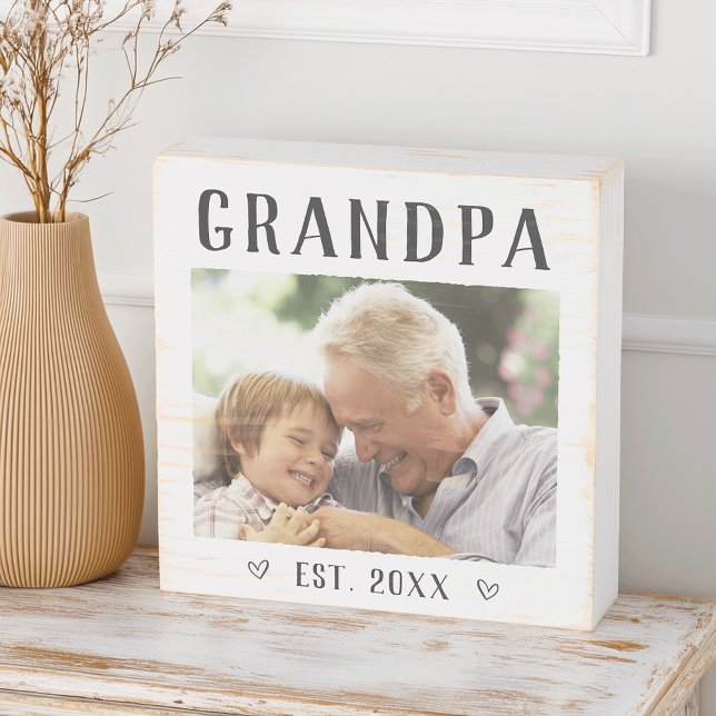 Rustic Personalized Grandpa Photo Wooden Box Sign (Creator Uploaded)