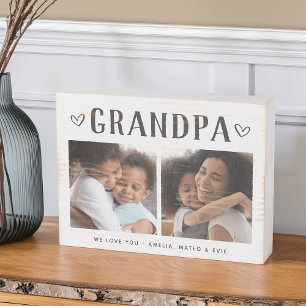 Rustic Personalized Grandpa Photo Wooden Box Sign