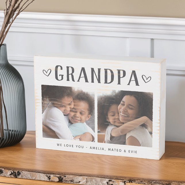 Rustic Personalized Grandpa Photo Wooden Box Sign (Creator Uploaded)