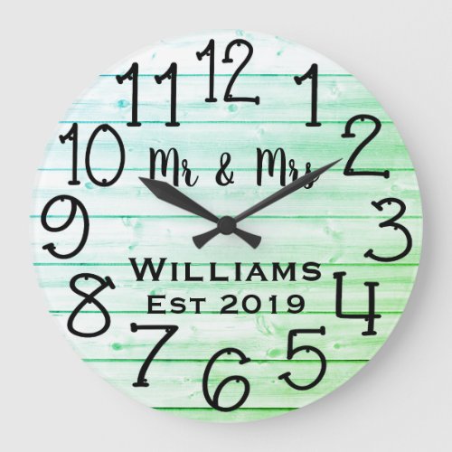 Rustic Personalized Gray Distressed Wood Custom Large Clock