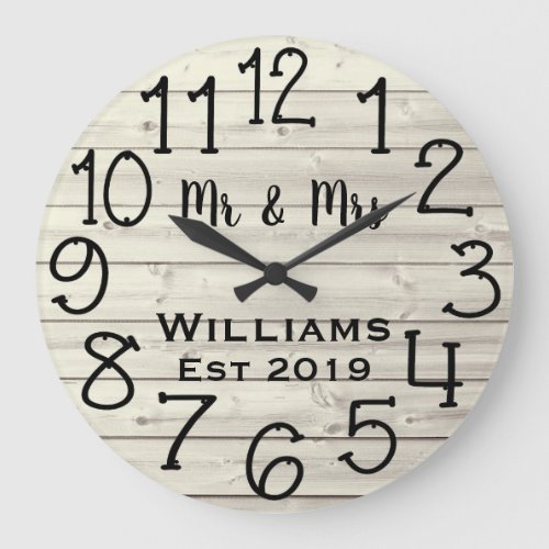 Rustic Personalized Gray Distressed Wood Custom Large Clock