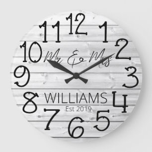 Rustic Personalized Gray Distressed Wood Custom Large Clock