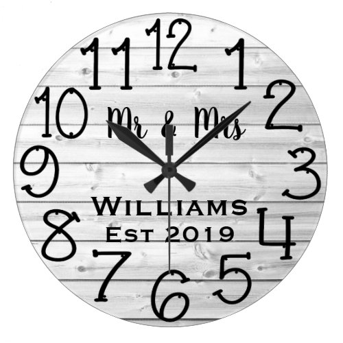 Rustic Personalized Gray Distressed Wood Custom Large Clock