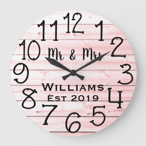 Rustic Personalized Gray Distressed Wood Custom Large Clock