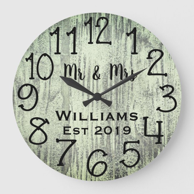 Rustic Personalized Gray Wood Custom Large Clock (Front)