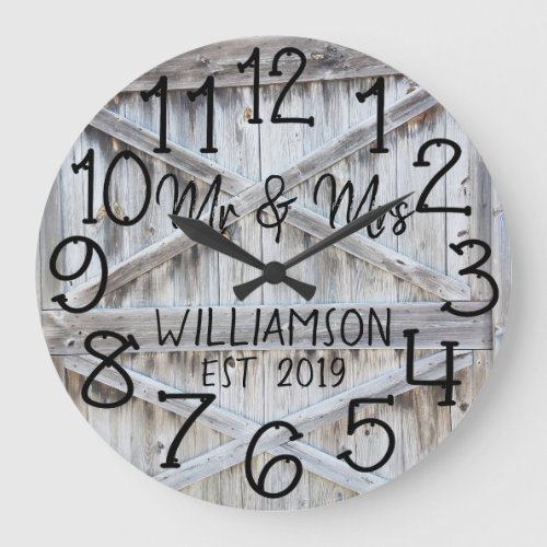 Rustic Personalized Gray Wood Custom Large Clock