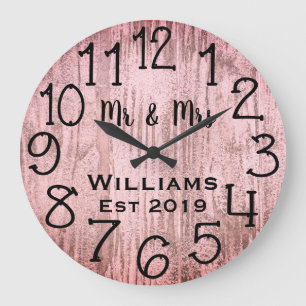 Rustic Personalized Gray Wood Custom Large Clock