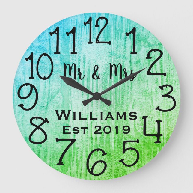 Rustic Personalized Gray Wood Custom Large Clock (Front)