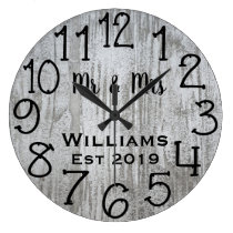 Rustic Personalized Gray Wood Custom Large Clock Rustic Personalized Gray Wood Custom Large Clock