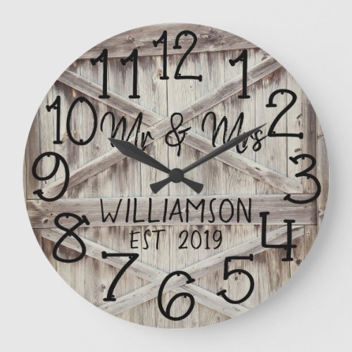 Rustic Personalized Grey Wood Custom Large Clock