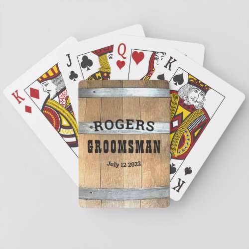 Rustic Personalized Groomsman Bourbon Barrel Playing Cards