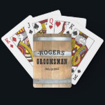 Rustic Personalized Groomsman Bourbon Barrel Poker Cards<br><div class="desc">Thank your groomsmen with this rustic whiskey barrel design featuring bold western typography. Personalize this design with your groomsman name and wedding date. Makes a great gift.</div>