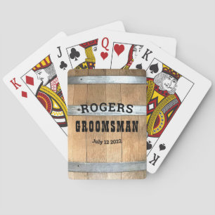 Rustic Personalized Groomsman Bourbon Barrel Poker Cards