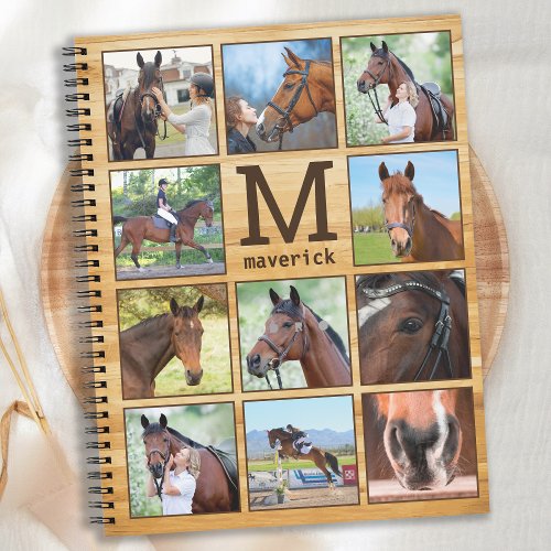 Rustic Personalized Horse Monogram Photo Collage Notebook