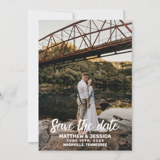 Rustic Personalized Lake Wedding Save the Date (Front)