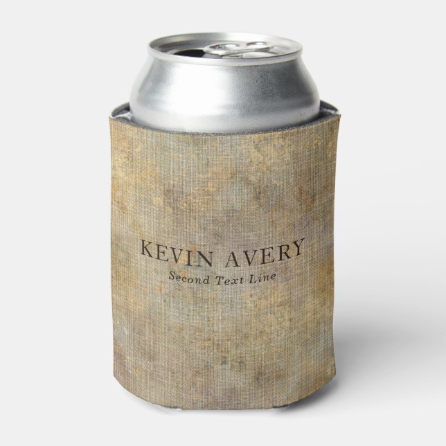 Rustic Personalized Linen Texture Can Cooler (Can Front)