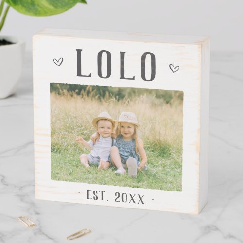 Rustic Personalized Lolo Photo Wooden Box Sign