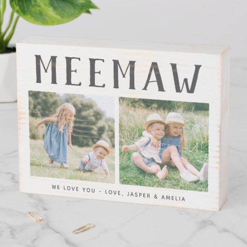 Rustic Personalized Meemaw Grandma Photo Wooden Box Sign