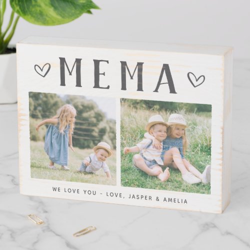 Rustic Personalized Mema Grandma Photo Wooden Box Sign