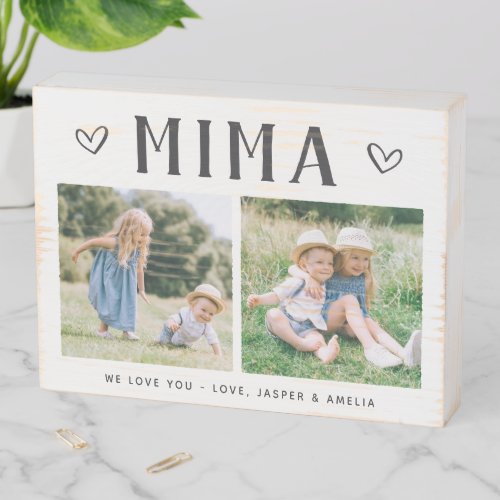 Rustic Personalized Mima Grandma Photo Wooden Box Sign