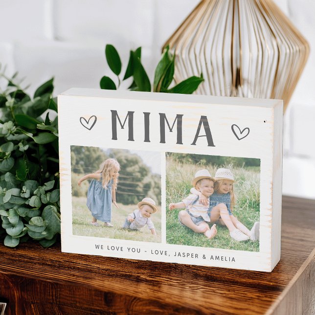 Rustic Personalized Mima Grandma Photo Wooden Box Sign (Creator Uploaded)