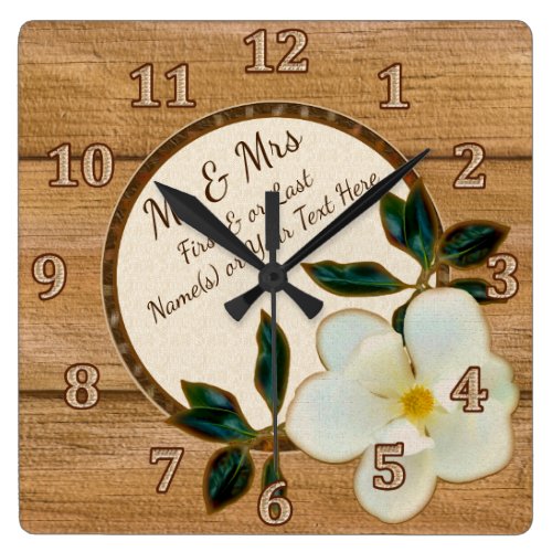 Rustic Personalized Mr and Mrs Wedding Gifts Square Wall Clock Rustic Personalized Mr and Mrs Wedding Gifts Square Wall Clock