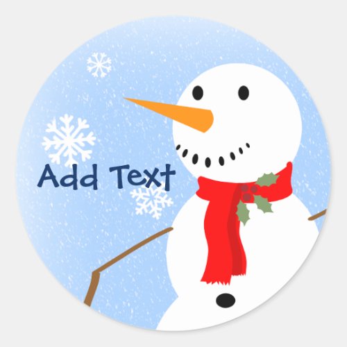 Rustic Personalized Name Snowman Classic Round Sticker