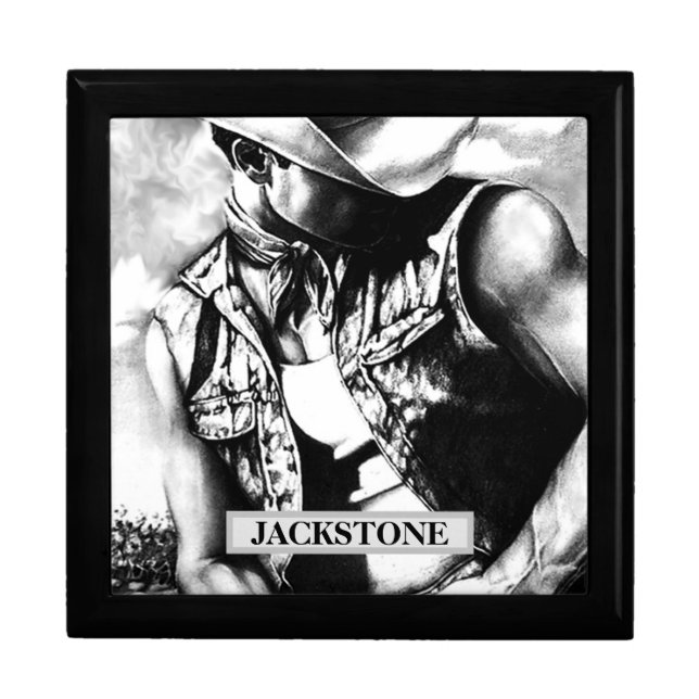 Rustic Personalized Name Western Cowboy Keepsake Gift Box (Front)