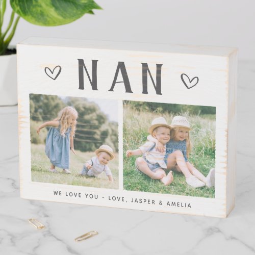 Rustic Personalized Nan Grandma Photo Wooden Box Sign