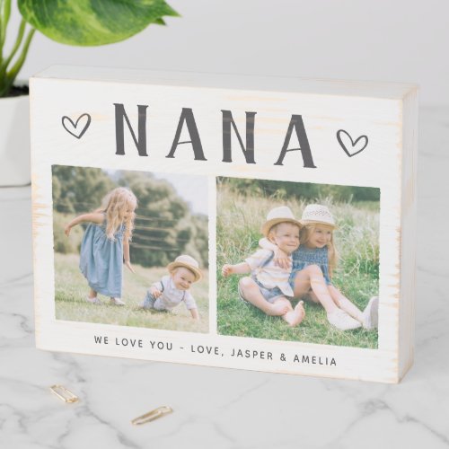 Rustic Personalized Nana Grandma Photo Wooden Box Sign