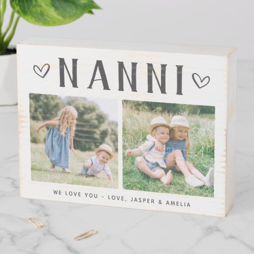 Rustic Personalized Nanni Grandma Photo Wooden Box Sign