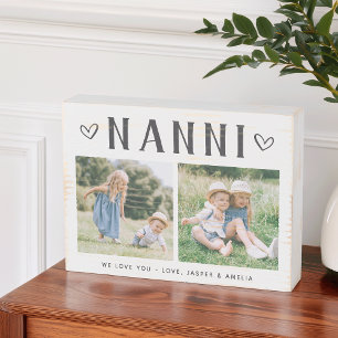 Rustic Personalized Nanni Grandma Photo Wooden Box Sign