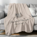 Rustic Personalized Newlywed Keepsake Monogram  Fleece Blanket<br><div class="desc">Rustic Chic Warm Beige Personalized Newlywed Keepsake Monogram Fleece Blanket. Personalized warm beige and grey monogrammed Fleece Blanket. Stylish script for the monogram last name initial, and the names of the bride and groom and the wedding date on a simple elegant warm beige background. The perfect gift for newly weds,...</div>