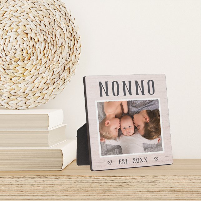 Rustic Personalized Nonno Grandpa Photo Plaque (Creator Uploaded)