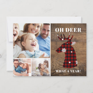 Rustic Personalized Oh Deer Photo Collage Holiday Card